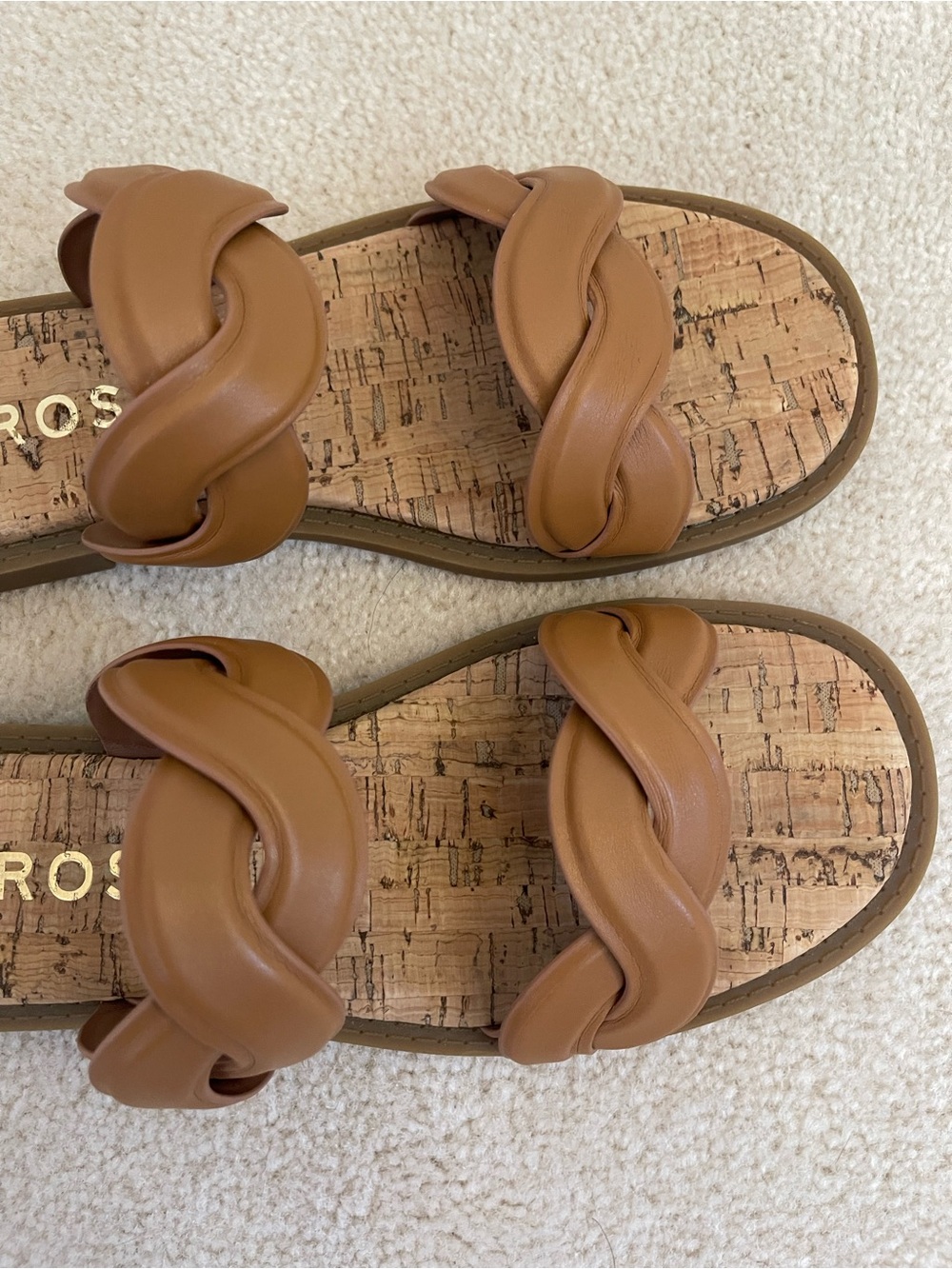 Aerosoles Colette Cognac Slide Sandals with Stylish Twisted Straps